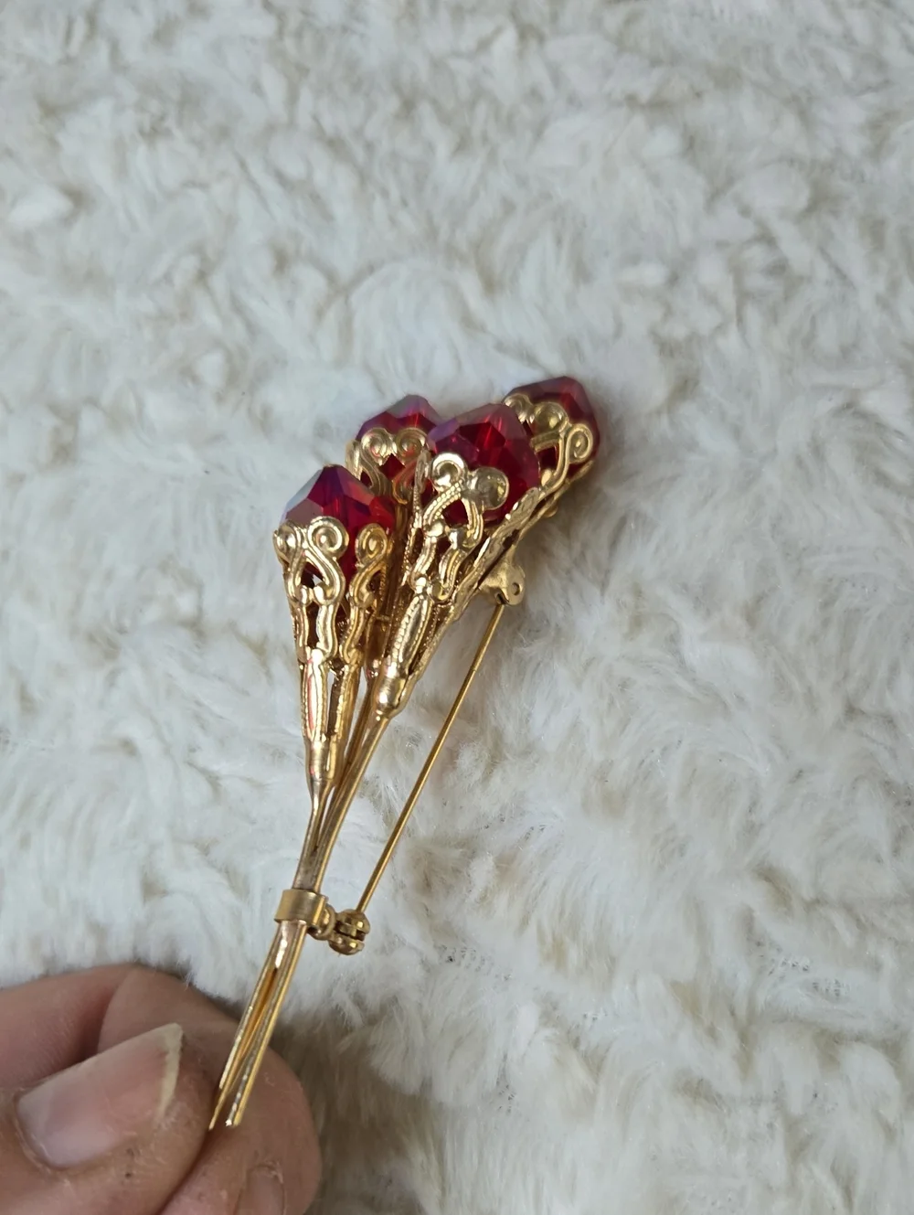 Gold Bouquet Decorative Picks with Red Crystal Accents